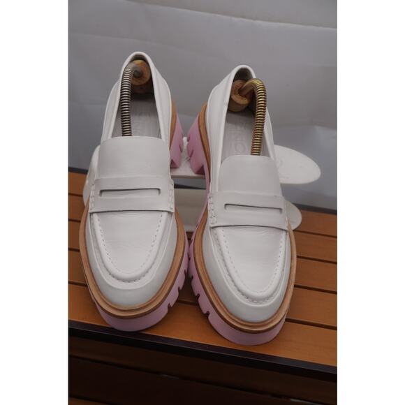 Anthropologie Oncept Heeled Loafers White & Pink Womens US 7 Boho Hipster - Picture 16 of 16